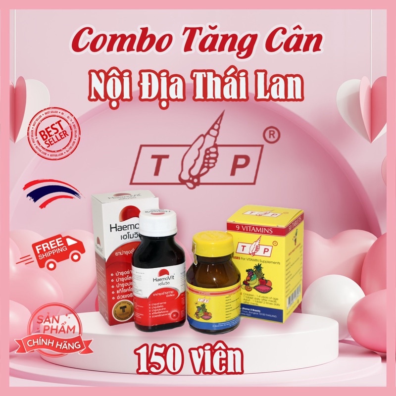 Bộ Combo Vitamin Uống Tăng Cân 150 Viên - Ăn Ngon, Ngủ Ngon, Mập Thịt, Không Tích Nước Cho Trẻ Em Và Người Lớn