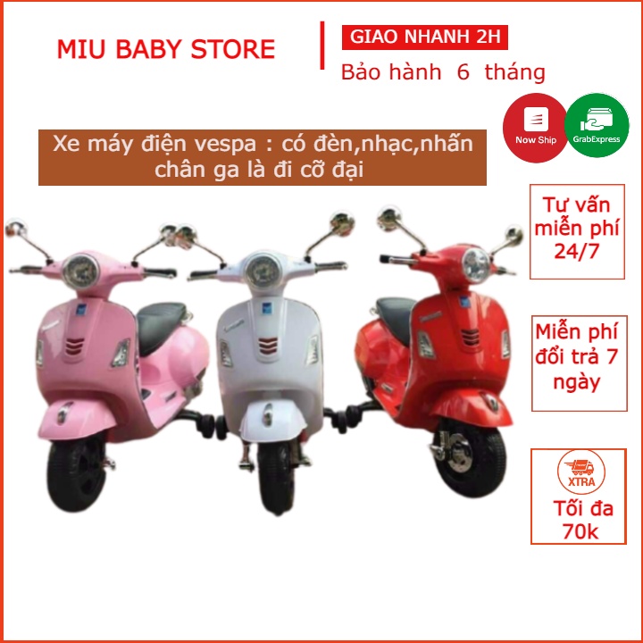 Xe máy vespa cho bé Xe máy điện trẻ em sử dụng chân ga đa chức năng Q618