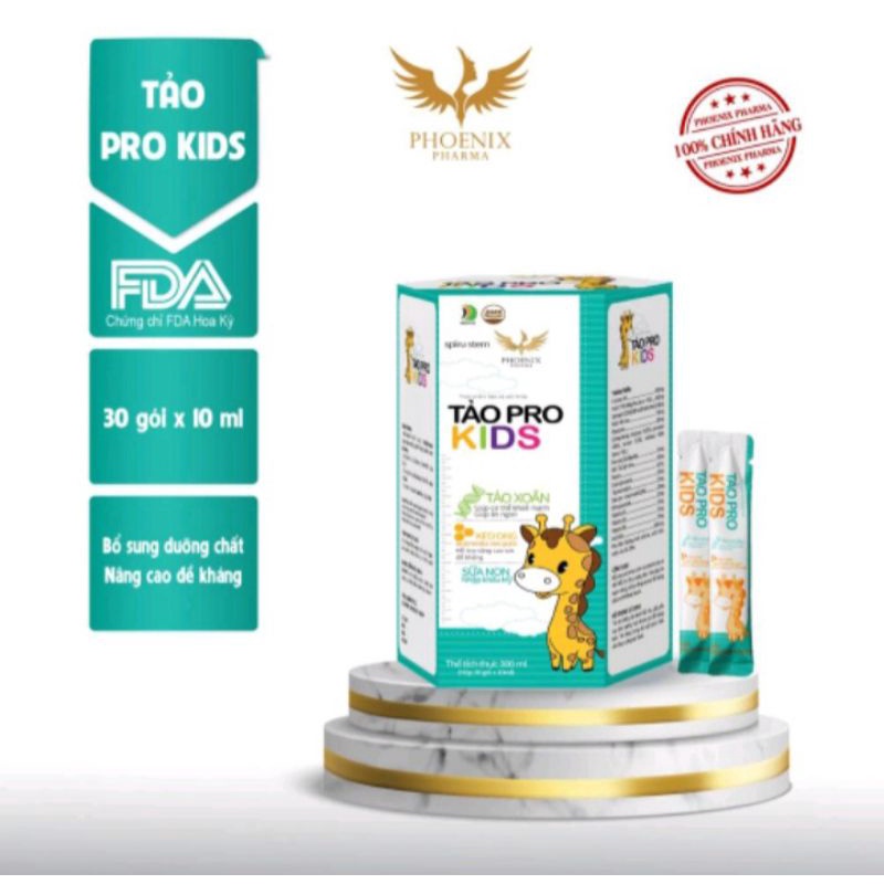 siro ăn ngon cho bé tảo pro kids phoenix pharma, tảo xoắn, tăng đề kháng, tặng sữa rửa mặt