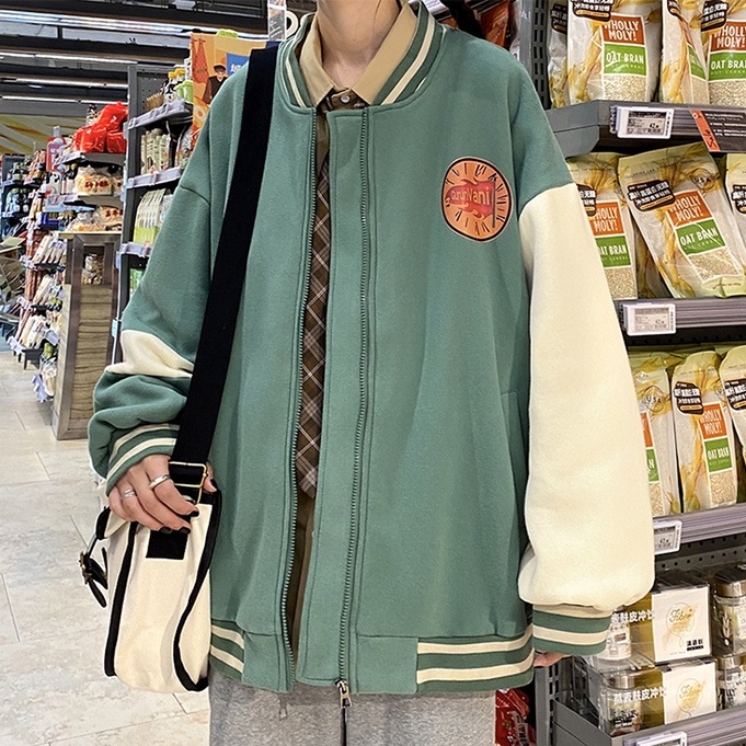 Áo khoác bóng chày dáng rộng phong cách đường phố hàng mới năm 2021