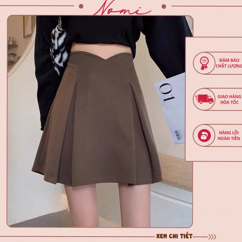 Chân váy xoè xếp ly cạp V, chân váy dáng A lưng cao ulzang