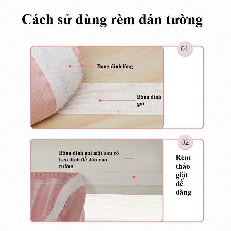 Rèm cửa sổ dán tường 2 lớp họa tiết xinh xắn trang trí phòng ngủ