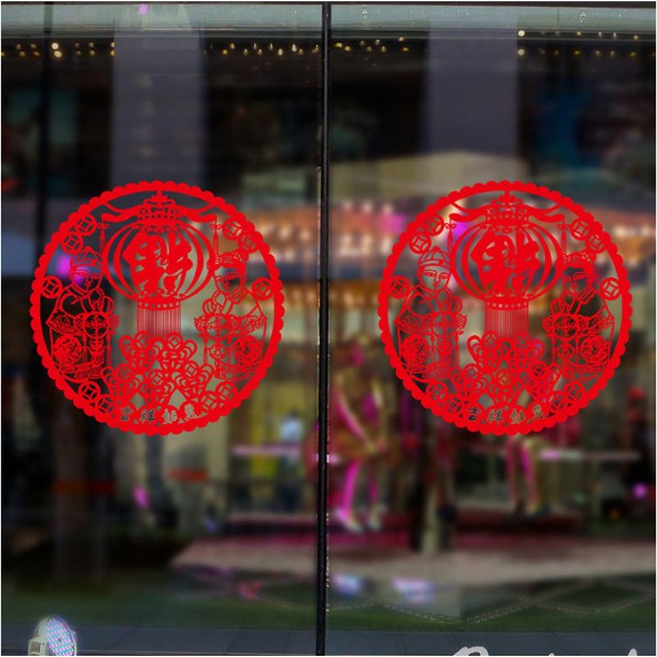 Decal trang trí Tết - Vòng Tròn lớn đỏ ( KÈM VIDEO + ẢNH THẬT )