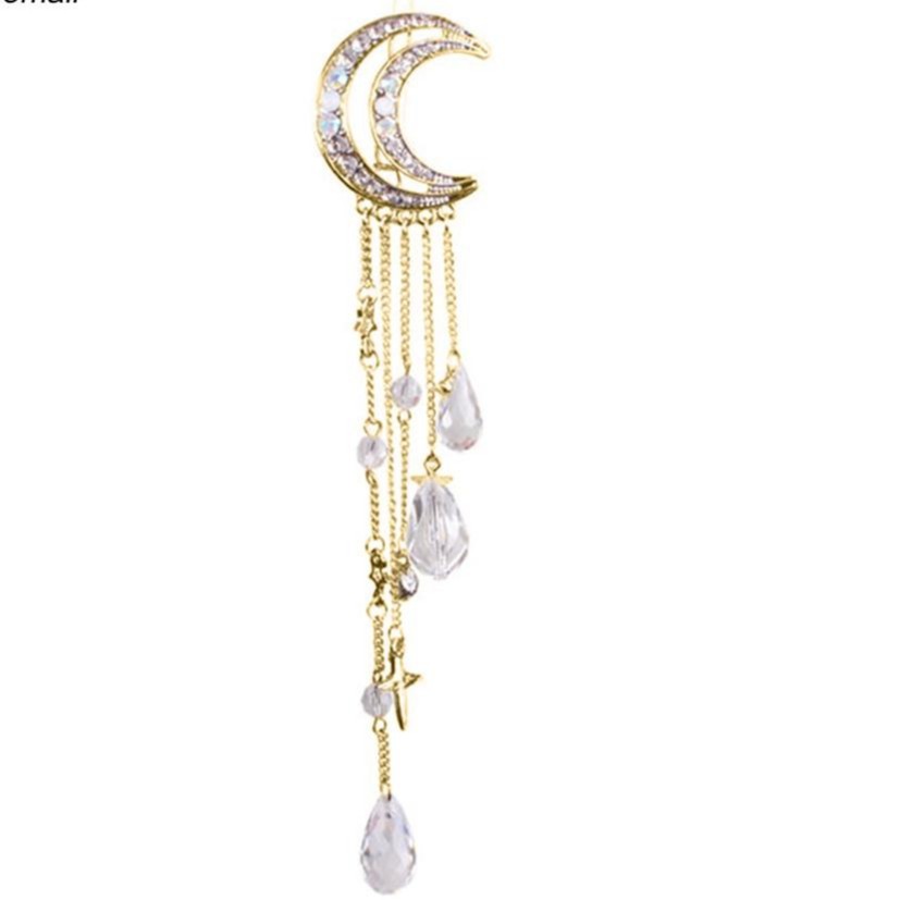 Kẹp tóc mặt trăng moon tua rua đính đá phong cách cổ điển cổ trang xinh xắn dễ thương