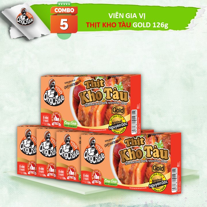 Combo 5 Hộp Viên Gia Vị Thịt Kho Tàu Gold Ông Chà Và 126g