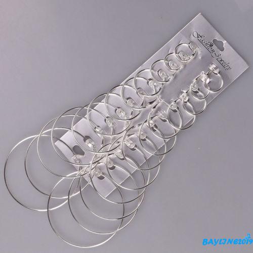 Bộ 12 đôi khuyên tai tròn thời trang độc đáo