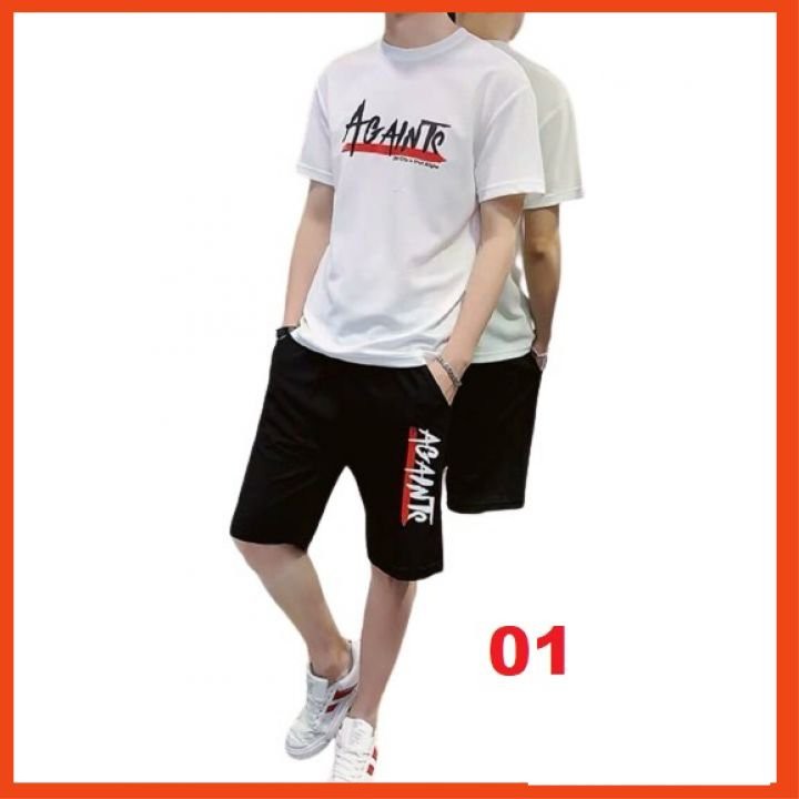 Đồ bộ nam thể thao ngắn tay, đồ mặc nhà chất thun mát mịn màu trắng nhiều mẫu tp_shop_87 ms0105