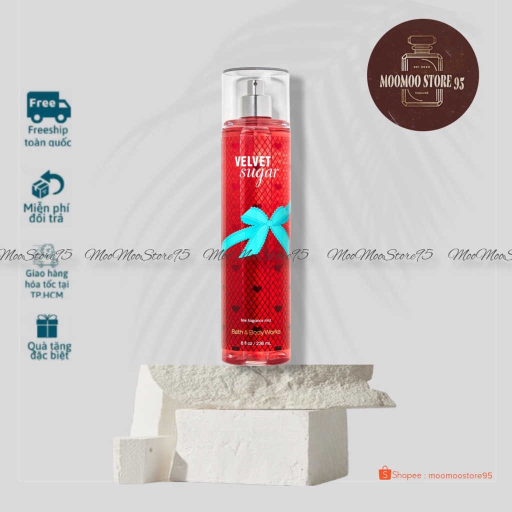 -𝐌𝐨𝐨𝐌𝐨𝐨- Xịt Thơm Toàn Thân Lưu Hương Mịn Da Bath & Body Works - Velvet Sugar