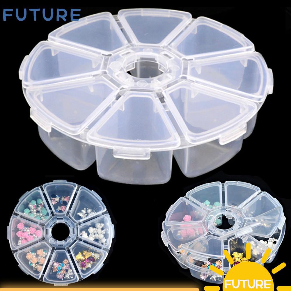 Hộp Rỗng Đựng Trang Sức Hình Tròn Tiện Dụng|Ốp Điện Thoại Trong Suốt 8 Ngăn