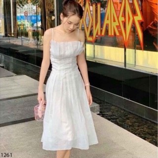 Đầm 2 dây xếp ly siêu xinh