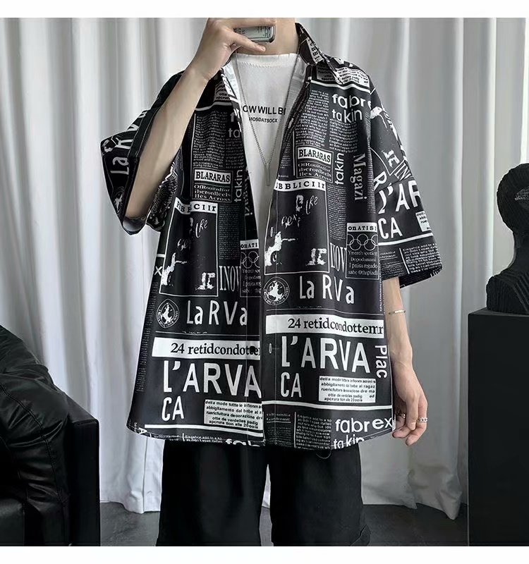 Áo Sơ Mi Ngắn Tay In Họa Tiết Graffiti Thời Trang Dành Cho Nam