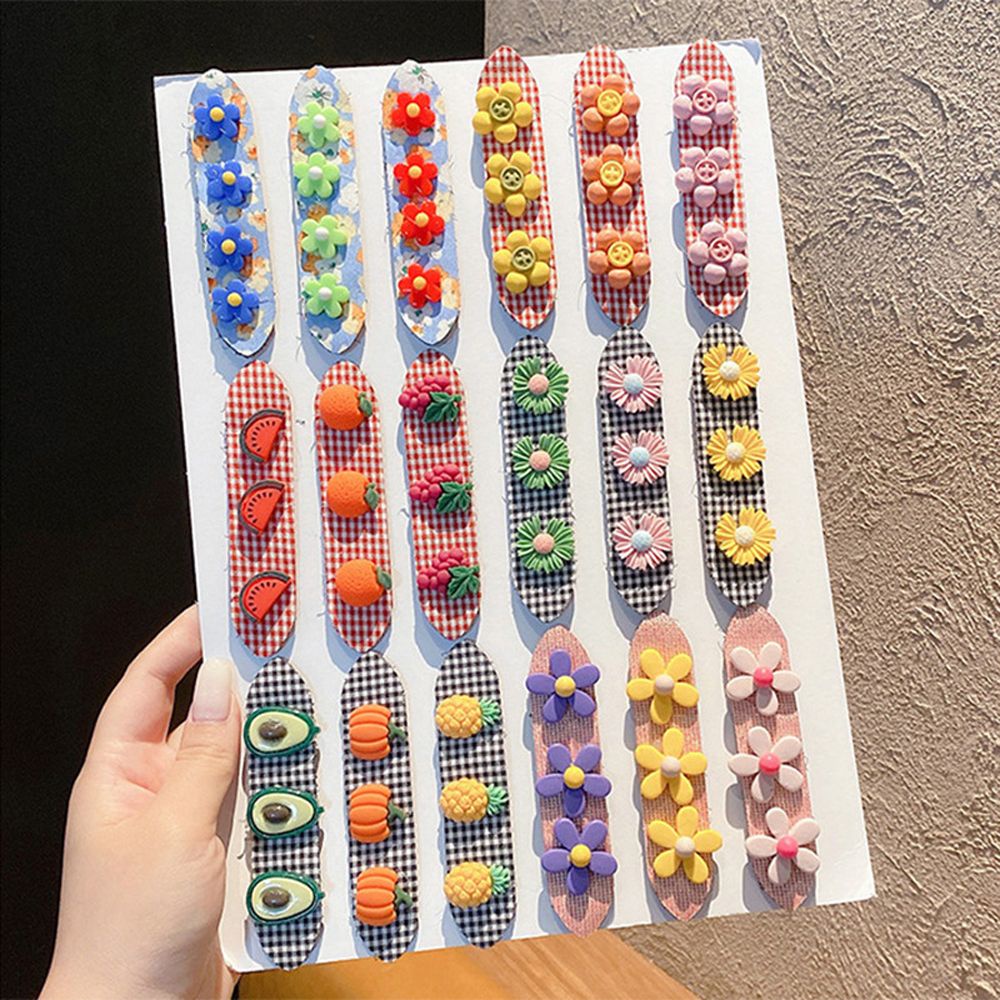 Kẹp Tóc Mái Dạng Dán Họa Tiết Hoa / Thỏ / Kẻ Sọc Nhiều Màu Có Thể Gấp Gọn Cho Bé Gái