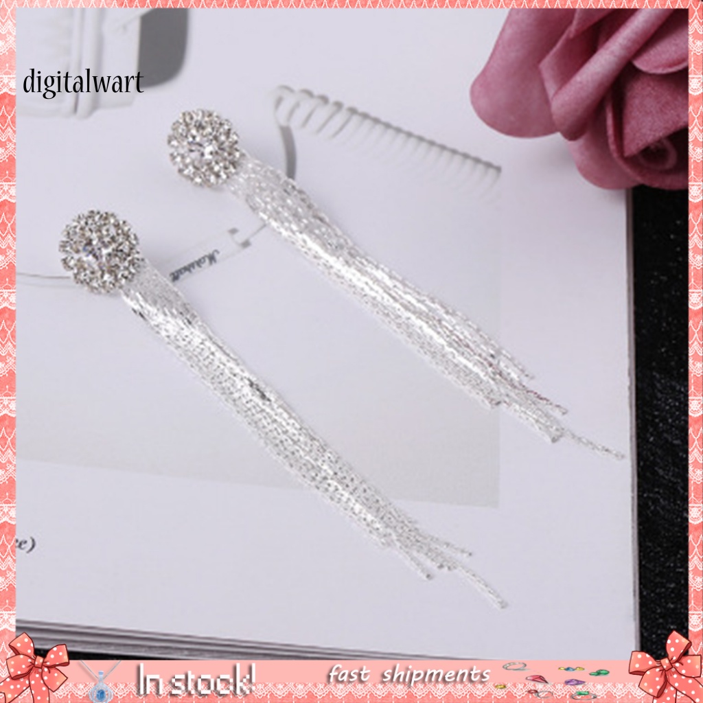 Đôi Bông Tai Dáng Dài Phối Tua Rua Đính Đá Thời Trang Cho Nữ