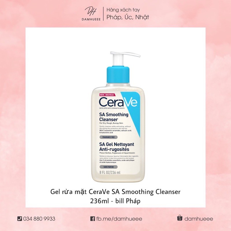 Sữa rửa mặt Cerave SA Smoothing Cleanser dành cho da có vấn đề về mụn, da khô ráp, sần 236ml