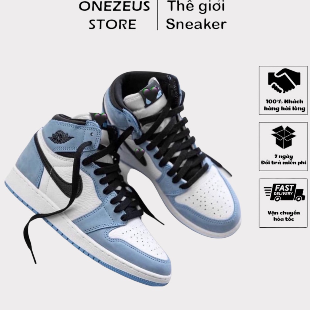 Giày Sneaker Air Jordan 1 university blue Cao Cổ, Giày JD1 xanh da trời baby cao cổ mới màu xanh ,Jordan university blue