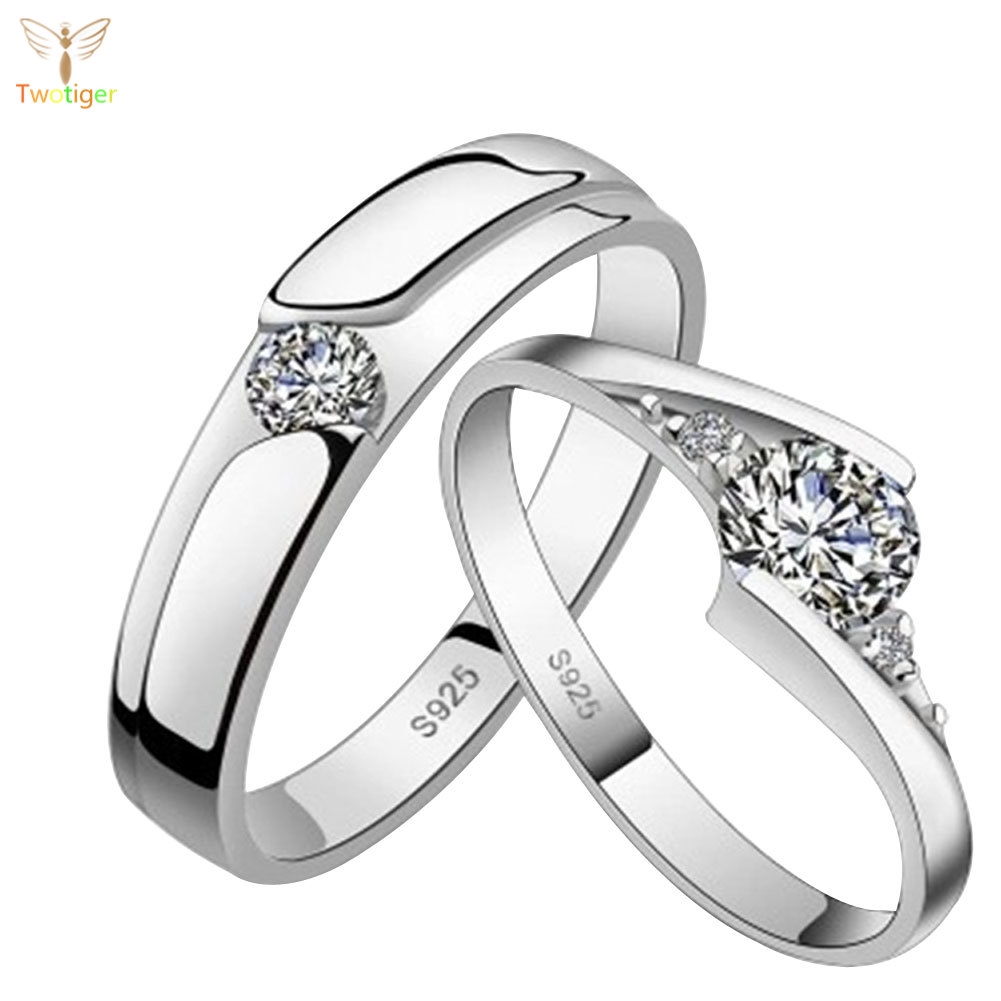 Nhẫn Cưới Mạ Bạc 925 Đính Đá Zircon Phong Cách Hàn Quốc