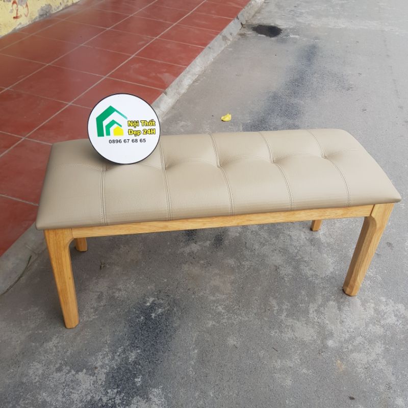 Ghế Băng Dài Khung Gỗ - Đệm Da Loại 1 - Không Nổ Da