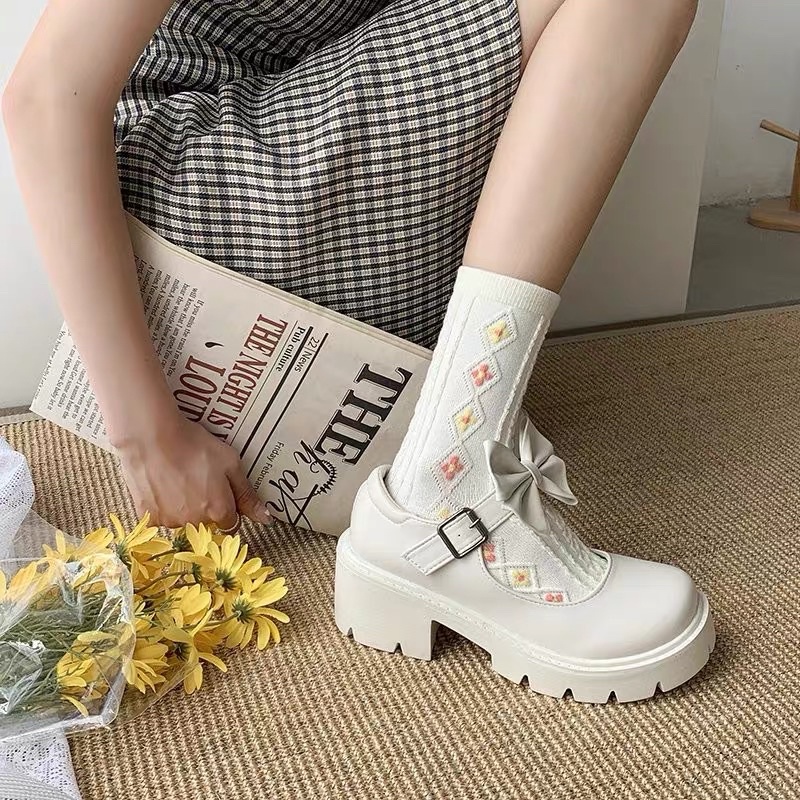 Giầy lolita cao gót kèm nơ có thể tháo rời
