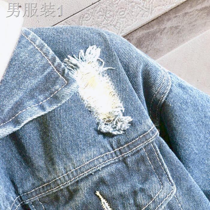 ♕♗[Gửi tai nghe] Áo khoác denim nam 2018 xu hướng Hàn Quốc rộng rãi sinh viên ☭