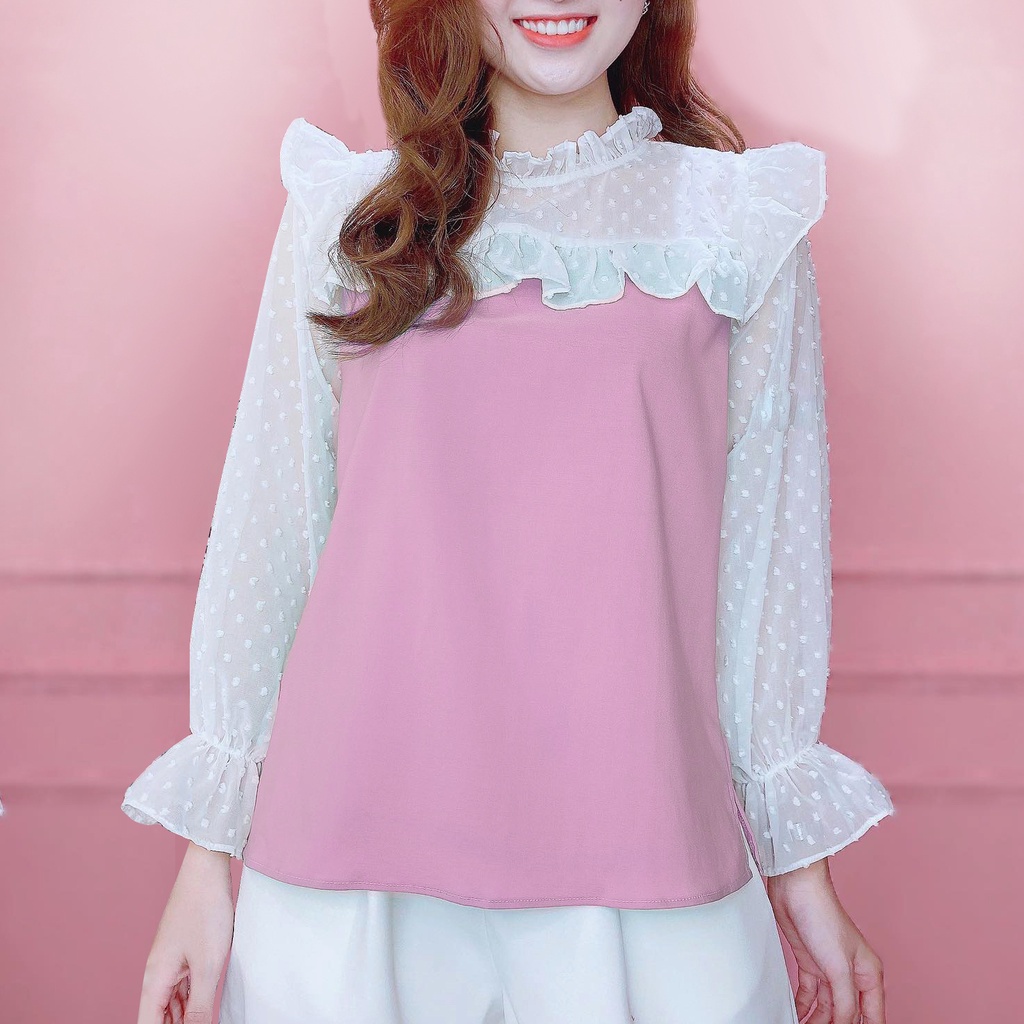 Áo kiểu nữ cổ bèo tay phồng CHUU A6691