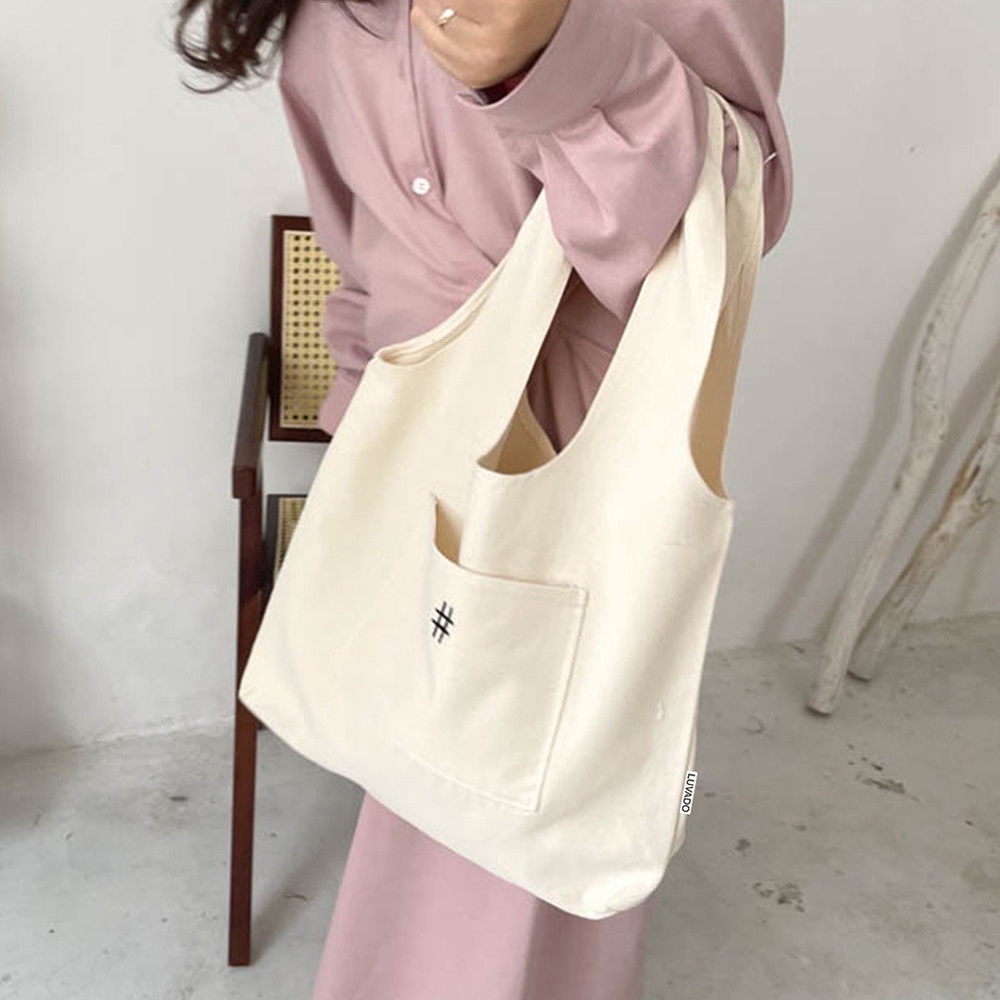 Túi tote canvas thời trang giá rẻ đeo vai đi học đi chơi có túi nhỏ in hình đẹp