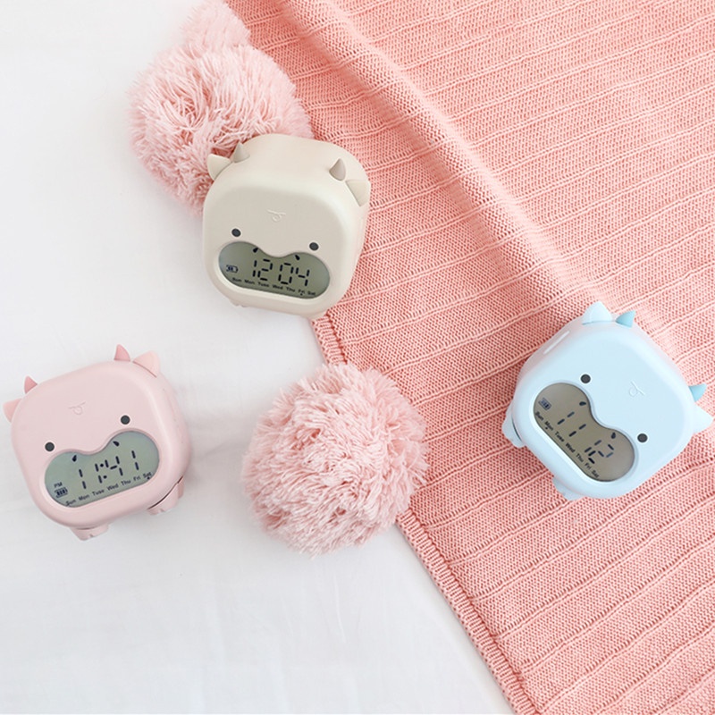 Đồng hồ báo thức điện tử kiêm đèn ngủ Trâu cute ✅ Đồng hồ để bàn✅ Cảm ứng âm thanh đổi màu✅ Thể hiện nhiệt độ✅ Decor