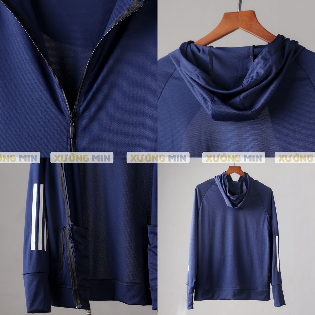 Áo chống nắng nam 3 sọc DAS mới 2022 vải kim cương lụa thông hơi XƯỞNG MIN