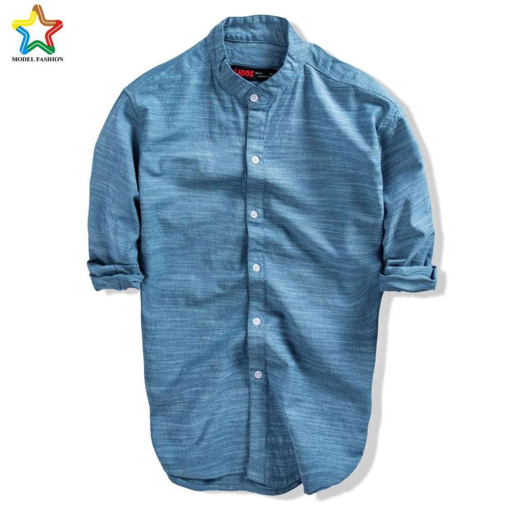 Áo sơ mi nam dài tay cổ trụ chuyengiasi - 8057 -VẢI LINEN THÔ