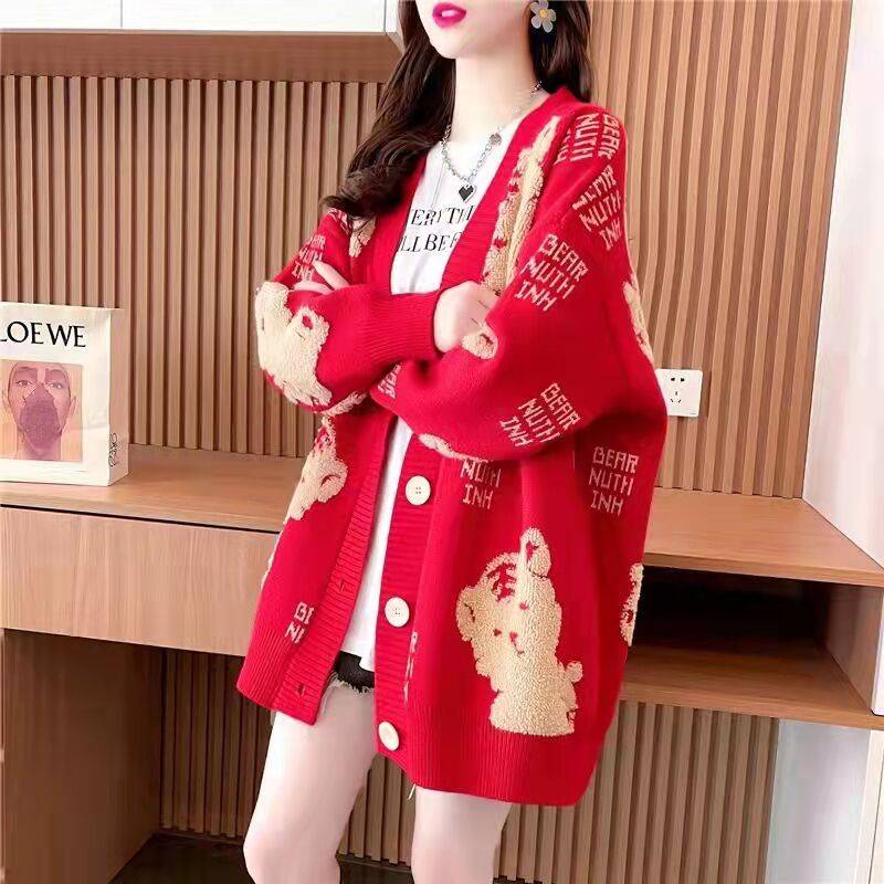 Áo Khoác Dệt Kim Dày Dáng Rộng Thời Trang Thu Đông