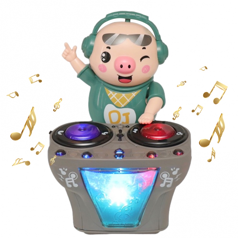 DJ Electric Music Dancing Pig Toy, Rock Light Music Đồ chơi trẻ em, Đồ chơi ánh sáng búp bê điện, 5 