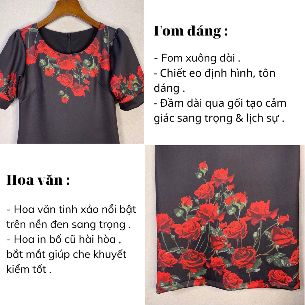 Đầm  trung niên - BigSize Sang Trọng, Quý Phái Thiết Kế 2021 - Đầm hoa hồng đỏ | BigBuy360 - bigbuy360.vn