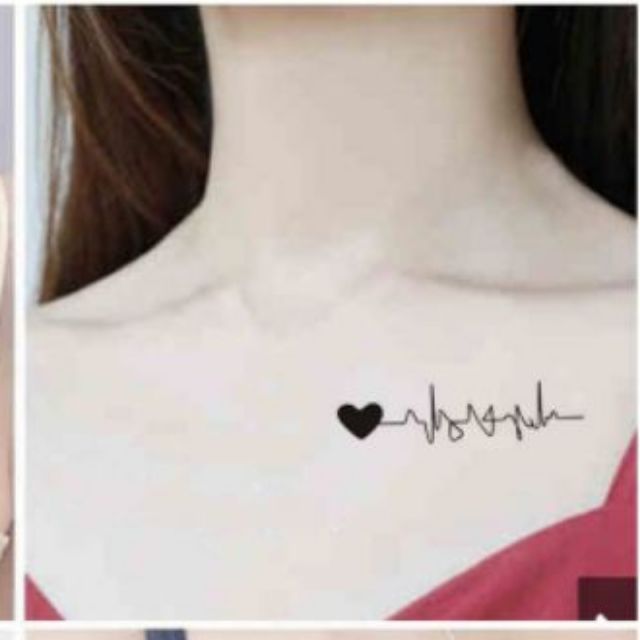 Hình xăm tatoo nhịp tim a22.Xăm dán tatoo mini tạm thời, size &lt;10x6cm