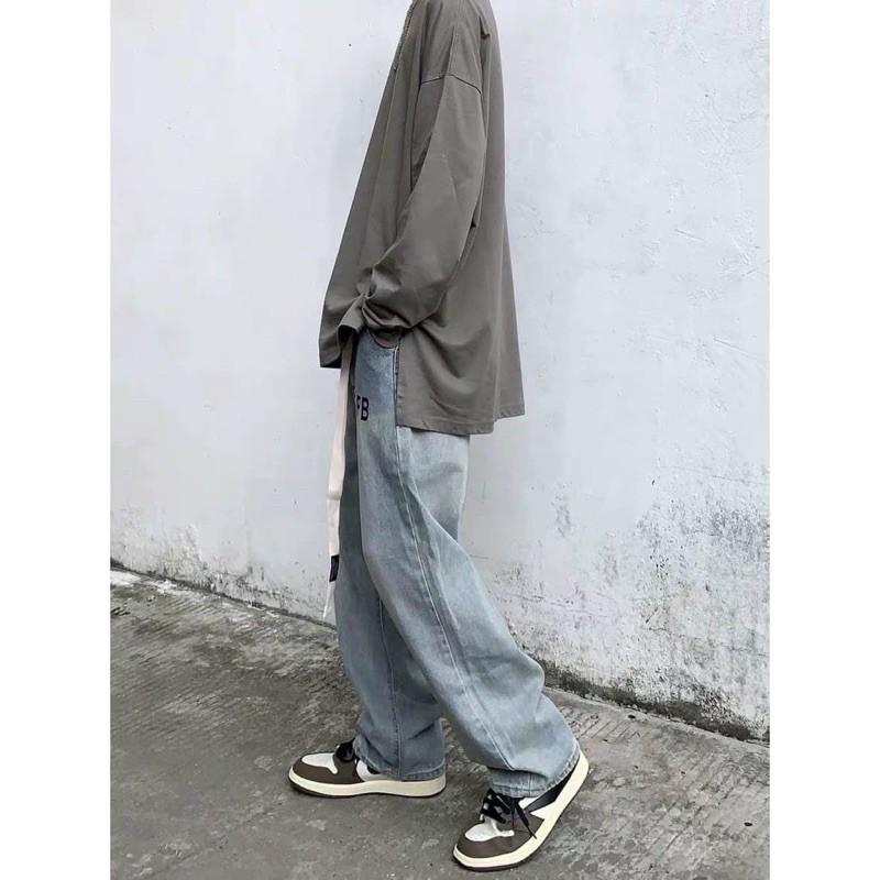 QUẦN BAGGY JEANS ỐNG RỘNG THÊU CHỮ FORM UNISEX (kèm hình chụp thật) | BigBuy360 - bigbuy360.vn