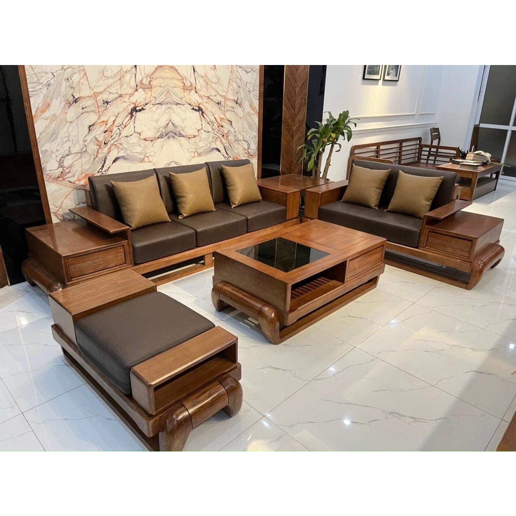Sofa 2 văng đùi gà gỗ sồi nga - ghế sofa đùi gà kích thước lớn cao cấp - ảnh thật tại xưởng