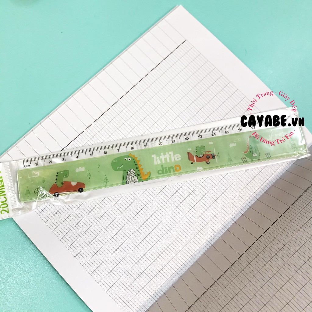 THƯỚC NHỰA  CAYABE TRONG 20CM KHỦNG LONG DINO