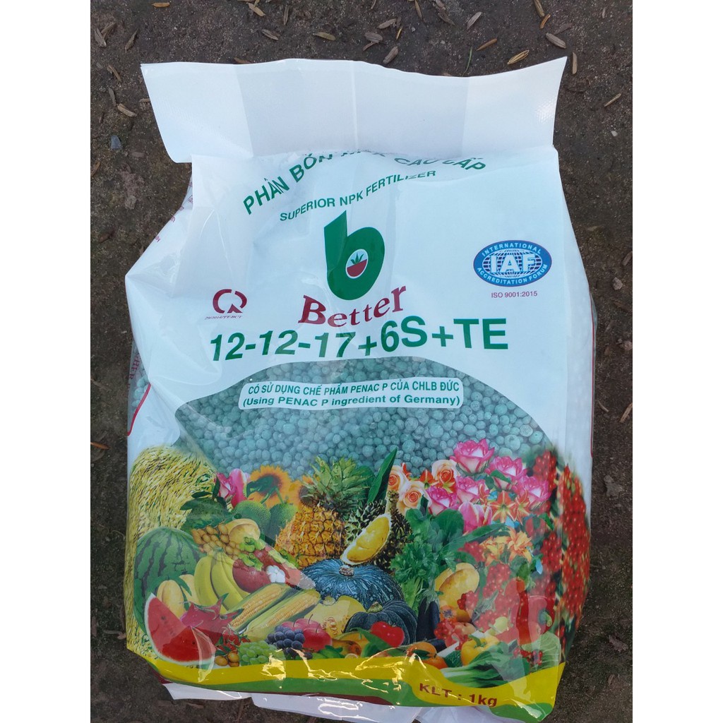 Better Xanh 1kg Phân bón NPK 12-12-17-6S TE 791
