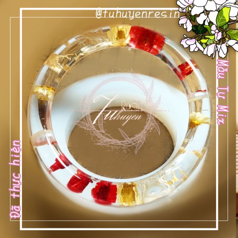 Vòng tay resin hoa khô nhà Tư Tư làm theo mẫu có sẳn_mẫu 4+_đã mix🌸◽️▫️