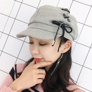 Mũ beret nữ họa tiết nơ