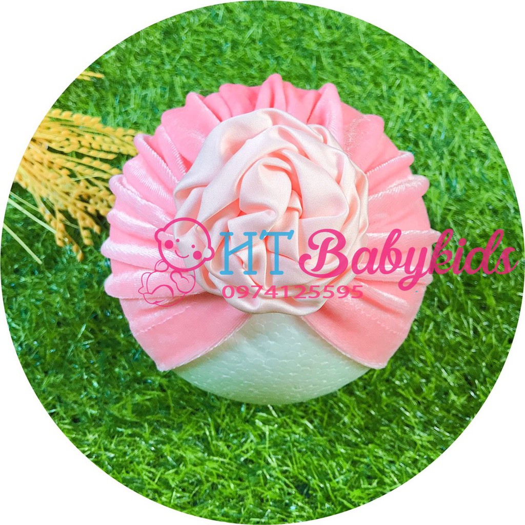 Mũ Turban Hoa Nhung Mềm Mịn siêu xinh cho bé yêu