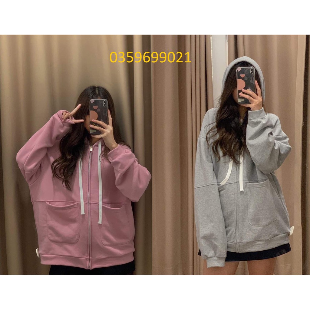 {FREESHIP} Áo hoodie trơn túi tròn vải nỉ ngoại form nam nữ 70kg