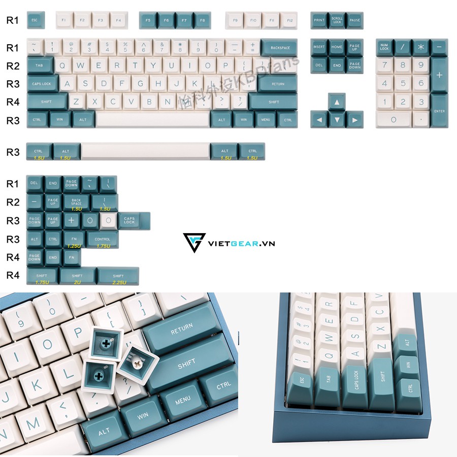 [Mã SKAMSALE03 giảm 10% đơn 200k] Bộ nút bàn phím SA Maxkey Green White 131 nút