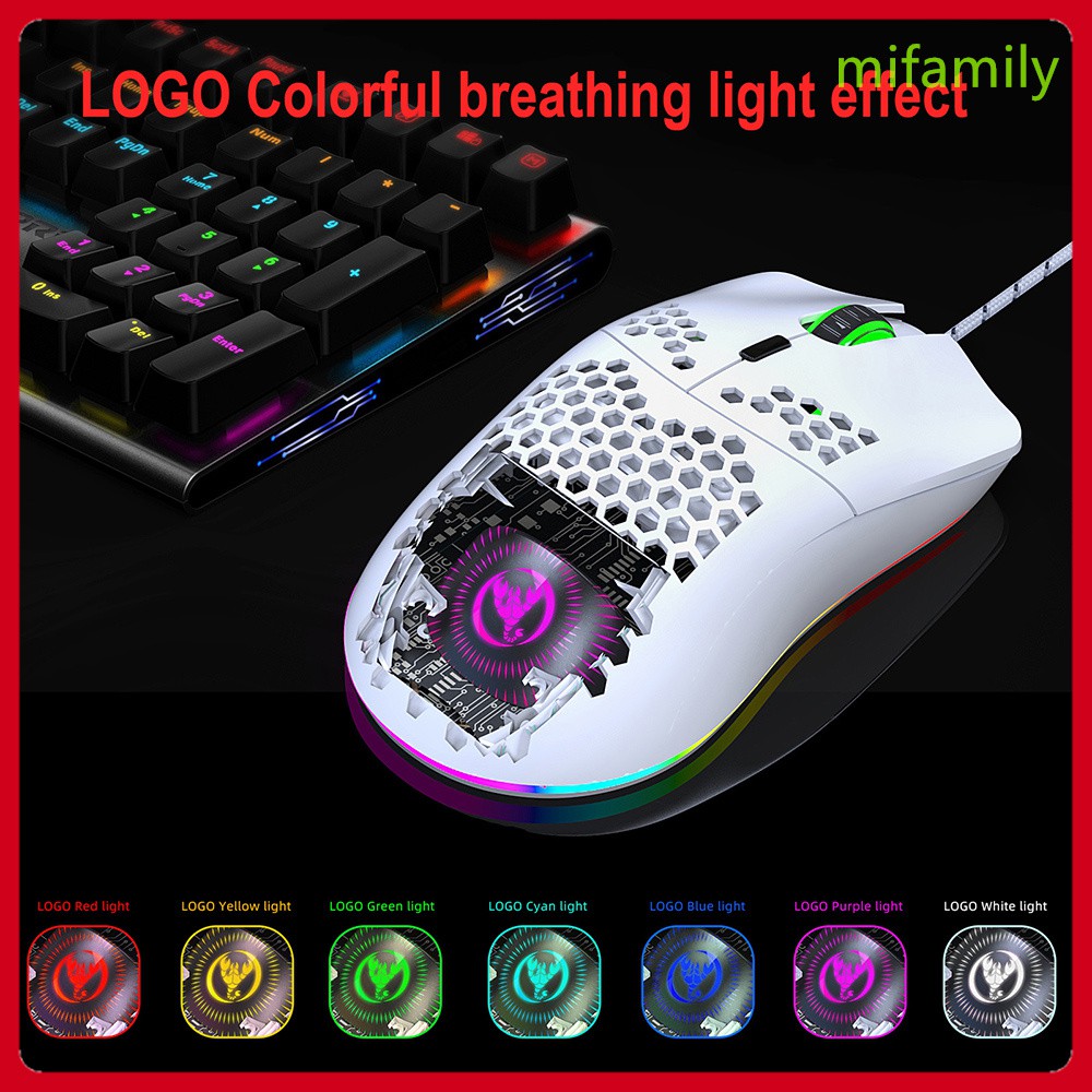 Chuột Gaming Hxsj J900 Có Dây Usb Rgb Và Đèn Led Dpi Màu Trắng Có Thể Điều Chỉnh