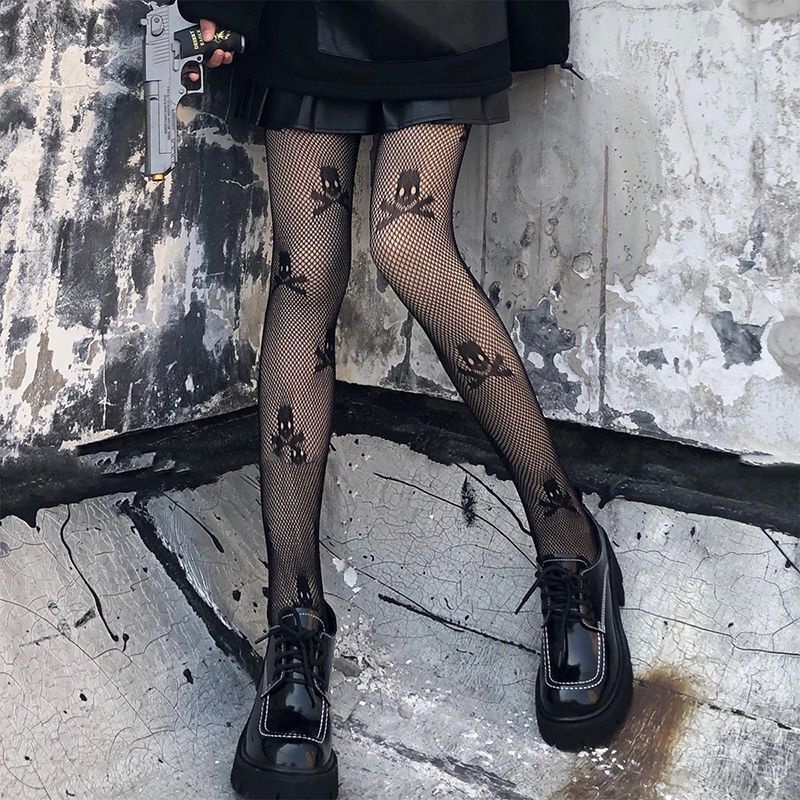 Gothic Dark Hollow Out Pantyhose Tights Women 2021 Fashion Breathable Fishnet Stockings Lolita Kawaii Plus Size Thigh High Socks