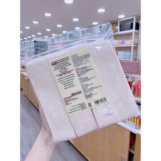 Bông tẩy trang Muji 100% Cotton hữu cơ organic ko tẩy trắng 180 miếng Nhật Bản