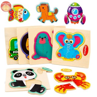 Đồ chơi gỗ miếng xếp hình đơn giản cho bé 1,2,3 tuổi DC003