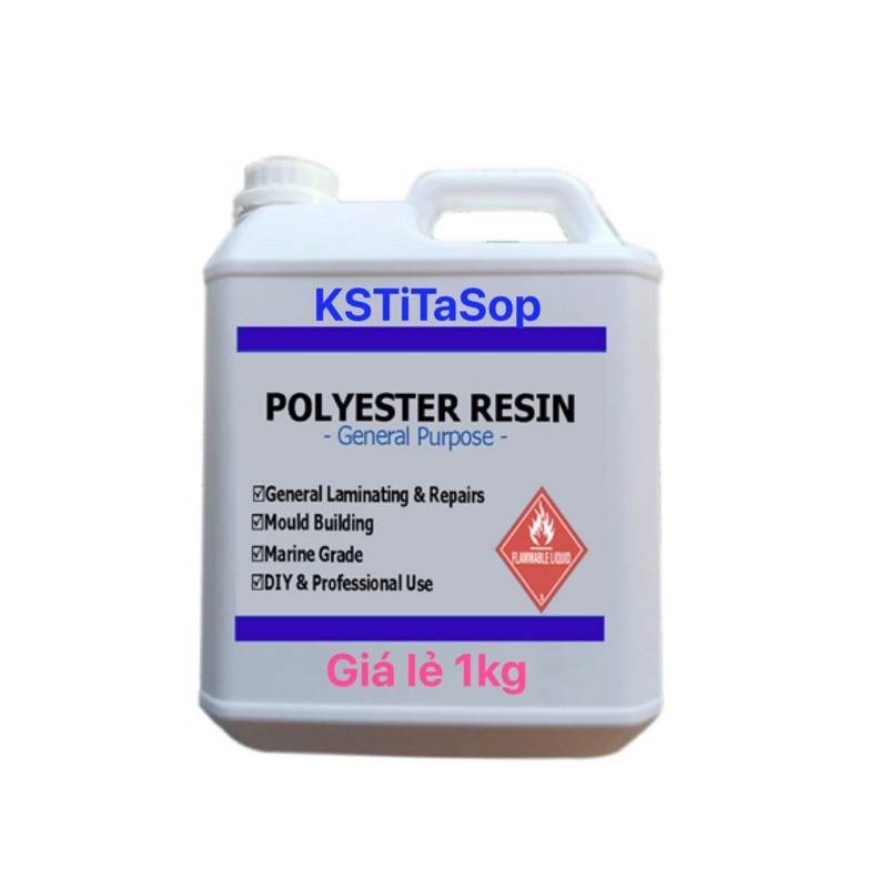 Keo Hồng (Xanh) Polyester Resin tặng kèm xúc tác (Keo nhựa Composite) (1kg)