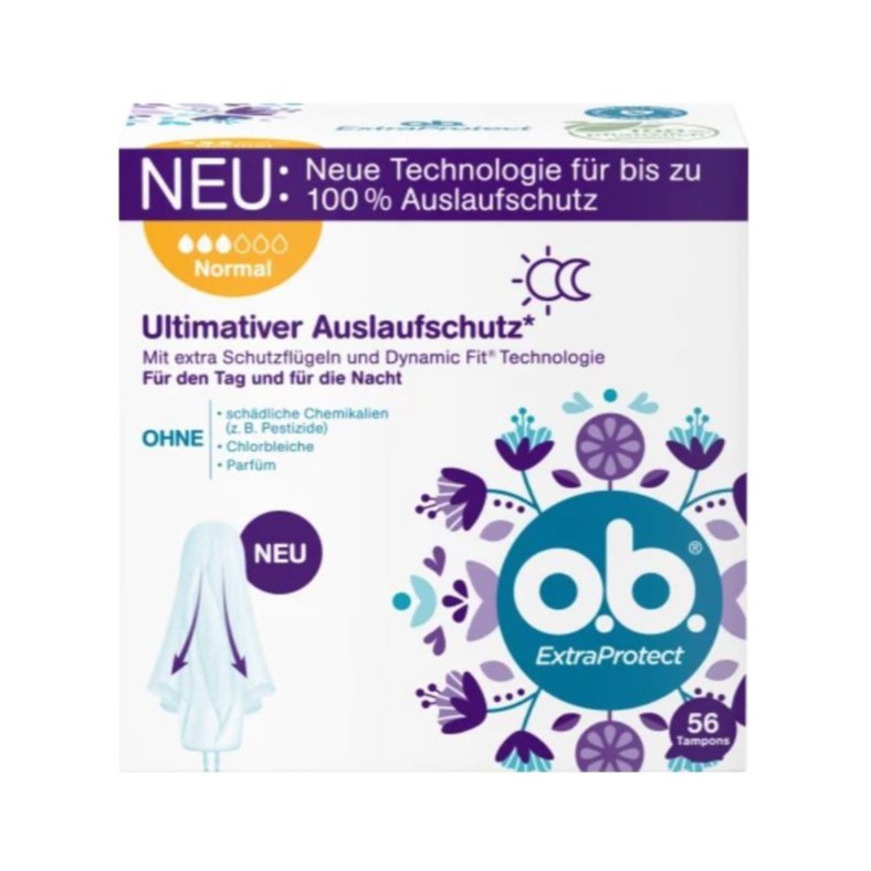 Băng vệ sinh tampon OB Fleaxia Extra Protect cánh chống tràn siêu thấm ngày và đêm đủ size - Hàng nội địa Đức