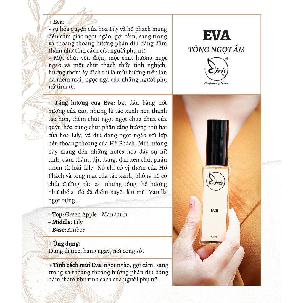 Nước hoa handmade thơm lâu mùi ngọt phấn vani | IRIS PERFUME | EVA - BST Couple | BigBuy360 - bigbuy360.vn