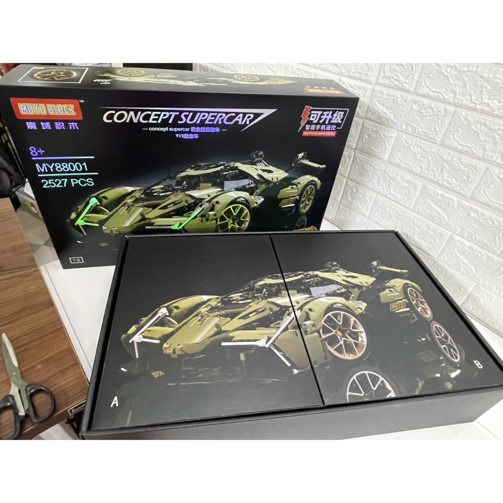 Đồ Chơi Lắp Ráp Kiểu Lego Mô Hình Siêu Xe Điều Khiển Từ Xa RC LAMBORGHINI LAMBO V12 VISION GT Với 2527 Mảnh Ghép