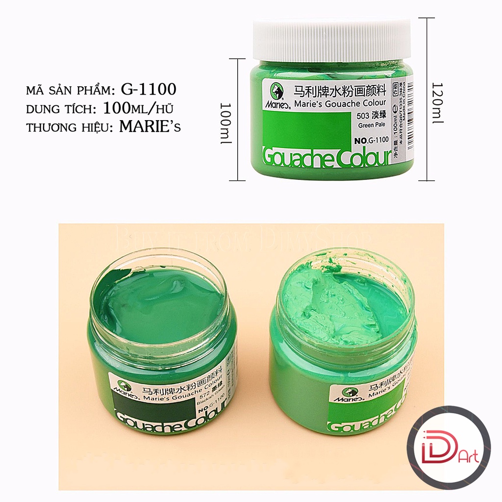 Màu Gouache MARIE's hũ 100ml